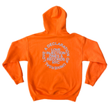 universal love hi-vis hoodie neon orange back